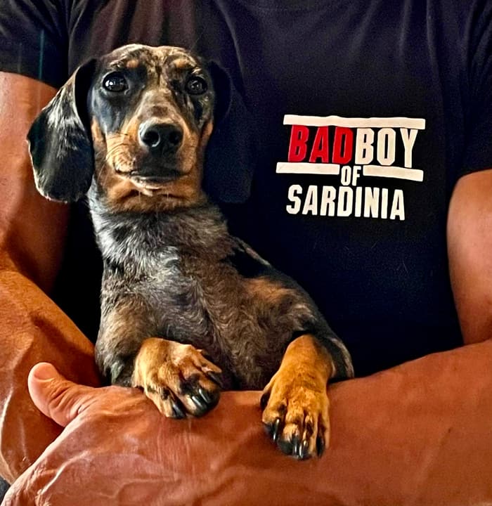 Foto Diving Chia: Bad Boy of Sardinia. La t-shirt firmata e il vero cattivo ragazzo: il bassotto.